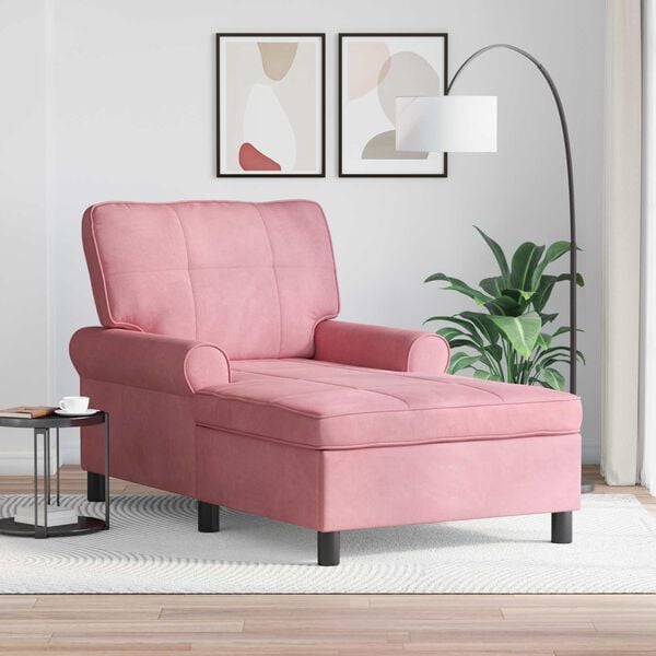 vidaXL Lounge-Liege mit Kissen Rosa 91 x 157 x 91 cm Samt