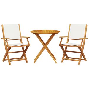 vidaXL 3-tlg. Bistro-Set Cremeweiß Stoff und Massivholz