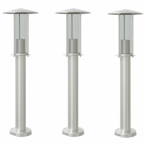 vidaXL Wegeleuchten 3 Stk. Silbern 60 cm Edelstahl