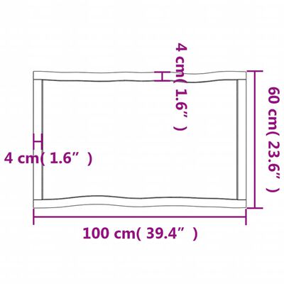 vidaXL Tischplatte 100x60x(2-6) cm Massivholz Behandelt Baumkante