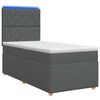 vidaXL LED Boxspringbett mit Matratze Dunkelgrau 90 x 190 cm Stoff