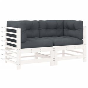 vidaXL Ecksofas mit Kissen 2 Stk. Wei&szlig; Massivholz Kiefer