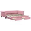 vidaXL Tagesbett Ausziehbar mit Schubladen Rosa 100x200 cm Samt