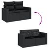 vidaXL 5-tlg. Garten-Sofagarnitur mit Kissen Schwarz Poly Rattan
