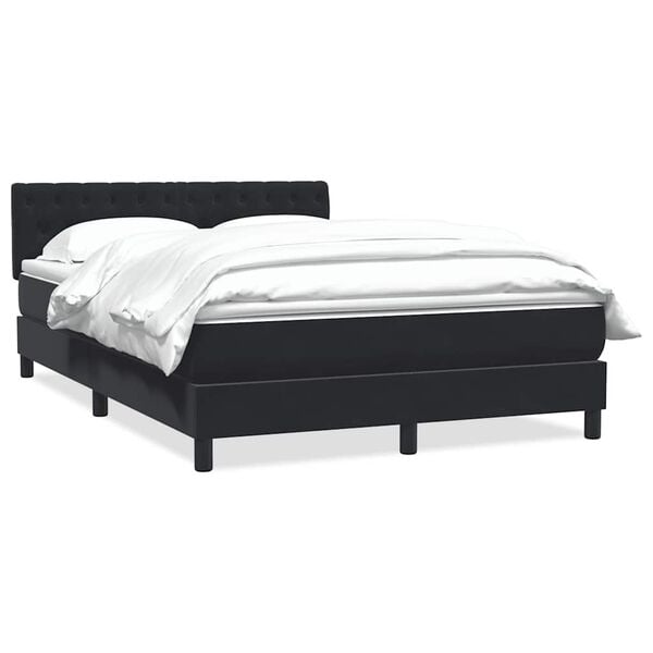 vidaXL Boxspringbett mit Matratze Schwarz 140x210 cm Samt