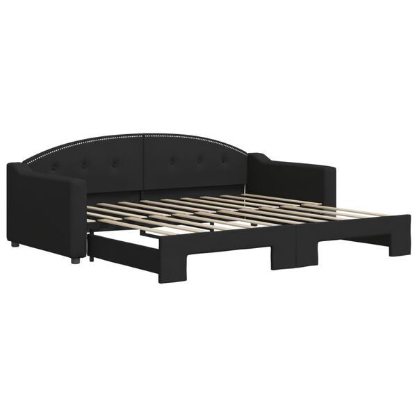vidaXL Tagesbett Ausziehbar Schwarz 90x190 cm Stoff