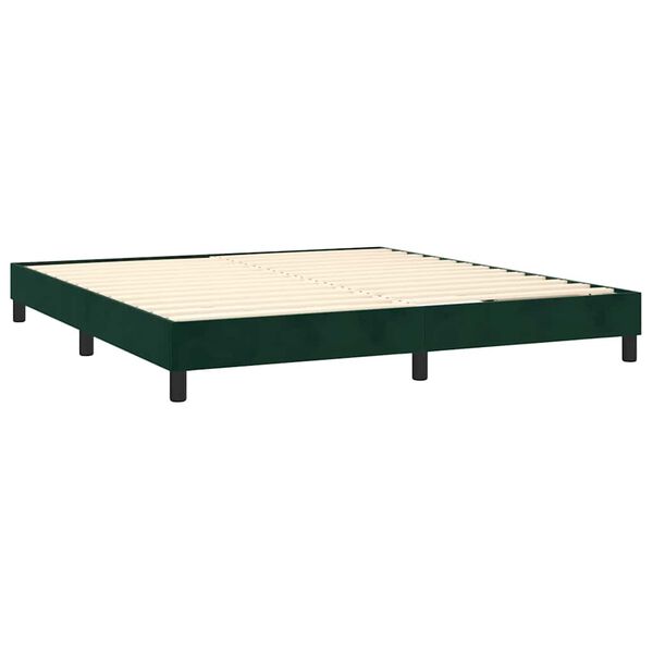 vidaXL Boxspringbett mit Matratze Dunkelgr&uuml;n 180x200 cm Samt