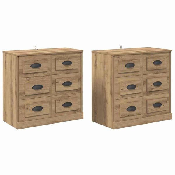 vidaXL Sideboards 2 pcs Artisan-Eiche 70 x 35,5 x 67,5 cm