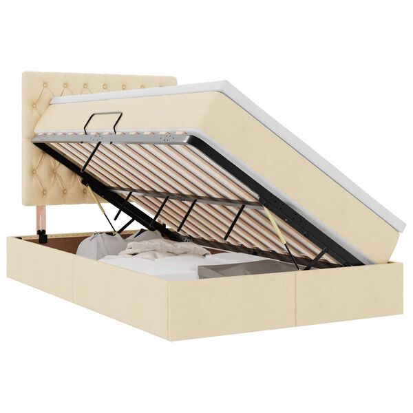 vidaXL Bett mit Stauraum und LED mit LED Creme 120 x 200 cm Polyester