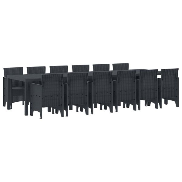 vidaXL Garten Essgruppe 13 pcs Anthrazit Polt Rattan