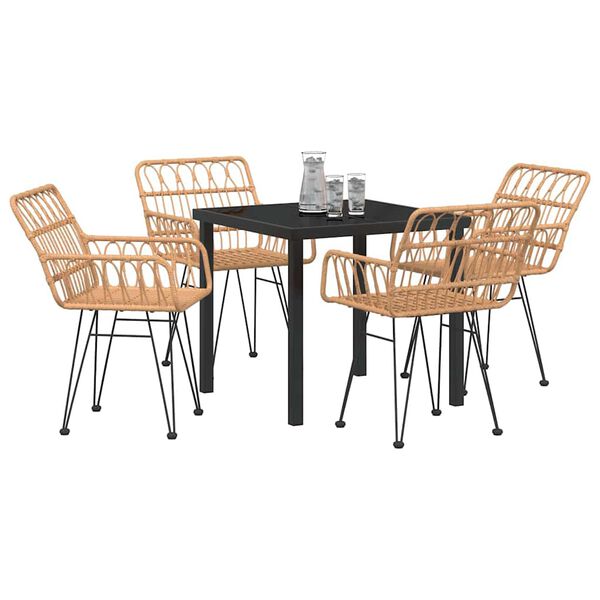 vidaXL Garten Essgruppe 5 pcs Braun Pulverbeschichteter Stahl