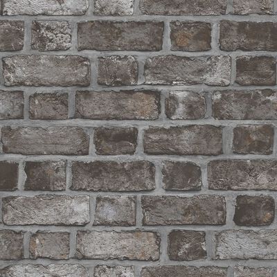 Homestyle Tapete Homestyle Brick Wall Schwarz und Grau