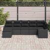 vidaXL Garten-Sofa-Set mit Kissen 7 pcs Schwarz Poly Rattan