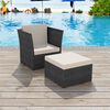vidaXL Gartensessel mit Fu&szlig;hocker Poly Rattan Schwarz