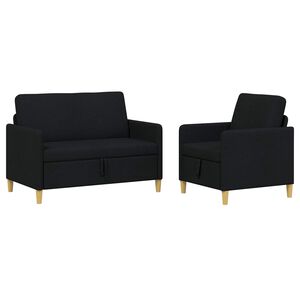 vidaXL Sofa Set mit Stauraum 2 stk. Schwarz Polyester