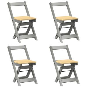 vidaXL Klappst&uuml;hle, 4 St&uuml;ck, Modell &bdquo;Corona&ldquo;, graues Massivholz Kiefer