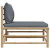vidaXL Garten-Mittelsofa mit Dunkelgrauen Kissen Bambus