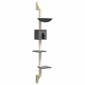 vidaXL Kratzbaum mit Kratzs&auml;ule Wandmontage Dunkelgrau 187 cm