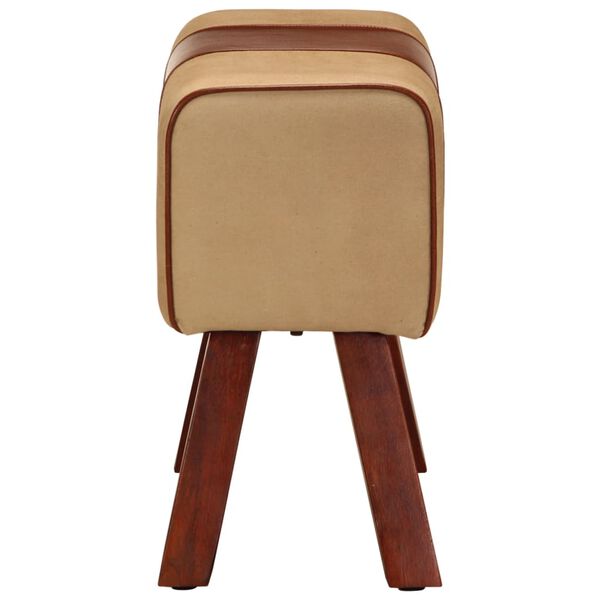 vidaXL Sitzbank Turnbock-Design 58 cm Braun Echtleder Massivholz Mango