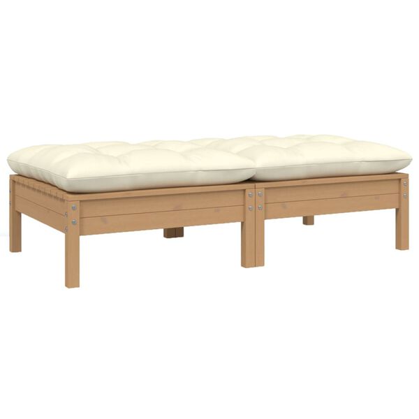 vidaXL Gartensofa 2-Sitzer mit Creme Kissen Massivholz Kiefer