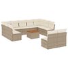 vidaXL 12-tlg. Garten-Sofagarnitur mit Kissen Beige Poly Rattan