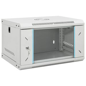 vidaXL 6HE Wandmontierter Netzwerkschrank 19" IP20 53x40x30 cm
