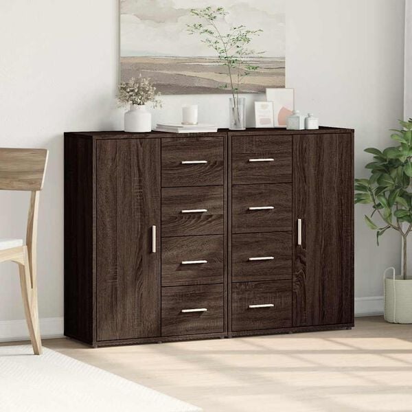 vidaXL Sideboards 2 Stk. Braun Eichen-Optik 60x31x84 cm Holzwerkstoff