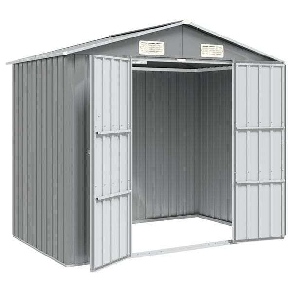 vidaXL Gerätehaus Grau 205x129x183 cm Verzinkter Stahl