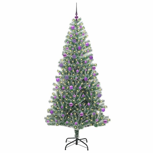 vidaXL K&uuml;nstlicher Weihnachtsbaum beschneit mit LED Licht 210 cm