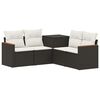 vidaXL Sofa Set 5 stk. Schwarz und Cremewei&szlig; Polyrattan und Stahl
