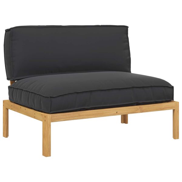 vidaXL Sofa Set mit Kissen Schwarz 120 x 92 x 69 cm Massivholz Akazie