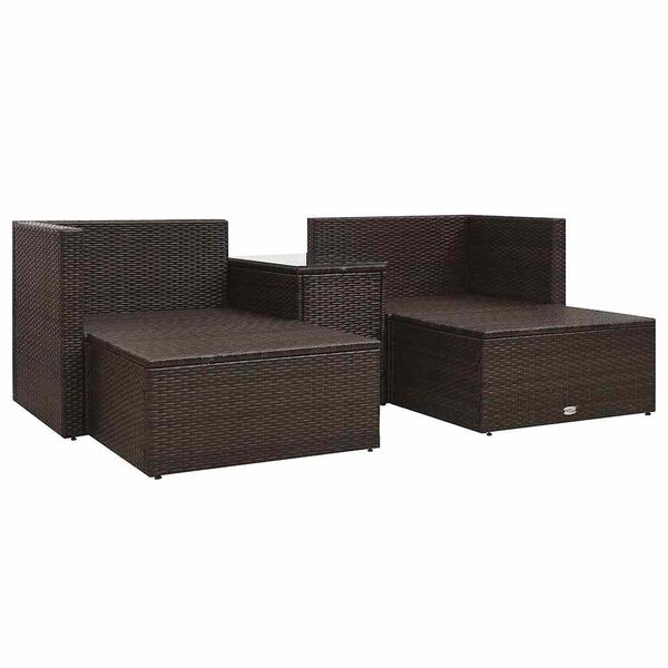 vidaXL 5-tlg. Garten-Lounge-Set mit Auflagen Poly Rattan Braun