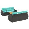 vidaXL 7-teiliges Gartensofa-Set mit Kissen, schwarzes Polyrattan