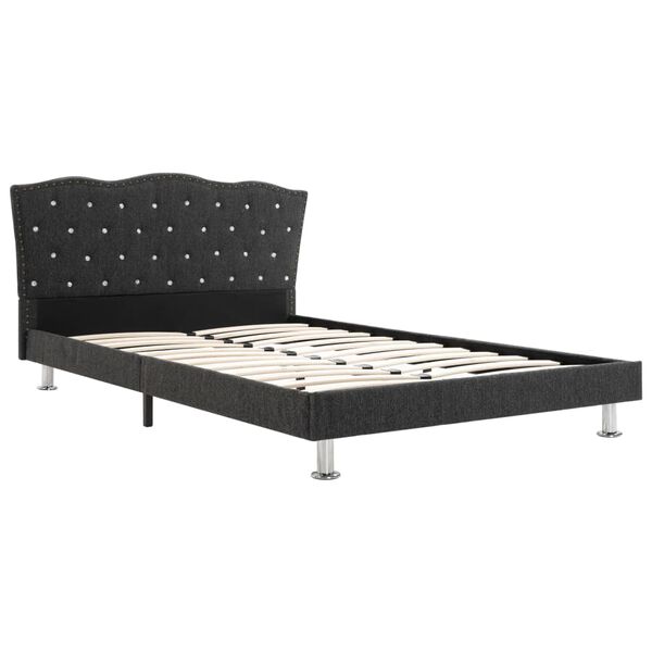 vidaXL Bett mit Matratze Dunkelgrau Stoff 140 x 200 cm
