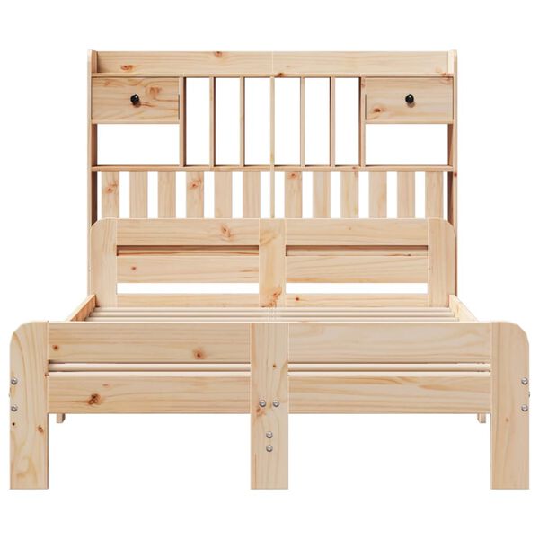 vidaXL Massivholzbett mit Regal ohne Matratze 135x190 cm Kiefernholz