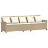 vidaXL 4-tlg. Garten-Sofagarnitur mit Kissen Beige Poly Rattan