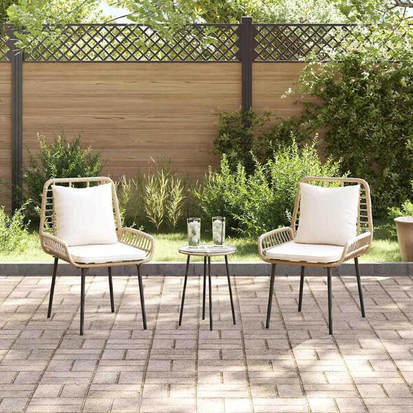 vidaXL Garten Essgruppe 3 pcs Braun und Creme Poly-Rattan