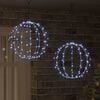 vidaXL Ball mit 192 LEDs 2 pcs Kaltwei&szlig; 40,5 x 40,5 x 42 cm Metall