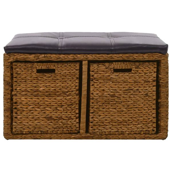 vidaXL Sitzbank mit 2 K&ouml;rben Seegras 71&times;40&times;42 cm Braun