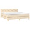 vidaXL Boxspringbett mit Matratze & LED Creme 160x200 cm Stoff