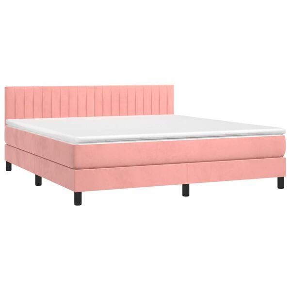 vidaXL Boxspringbett mit Matratze Rosa 160x200 cm Samt