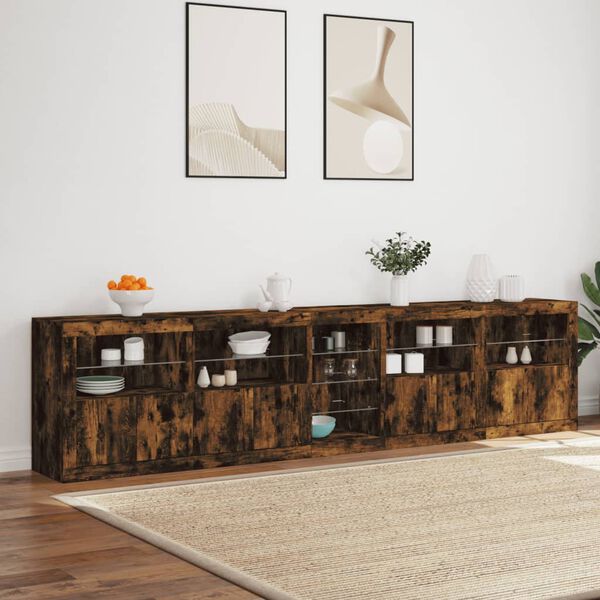 vidaXL Sideboard mit LED-Leuchten R&auml;uchereiche 283x37x67 cm