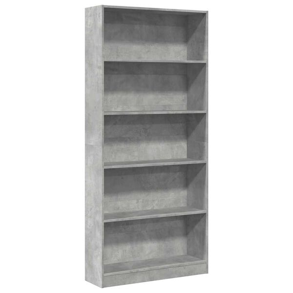 vidaXL B&uuml;cherregal Betongrau 80x24x176 cm Holzwerkstoff
