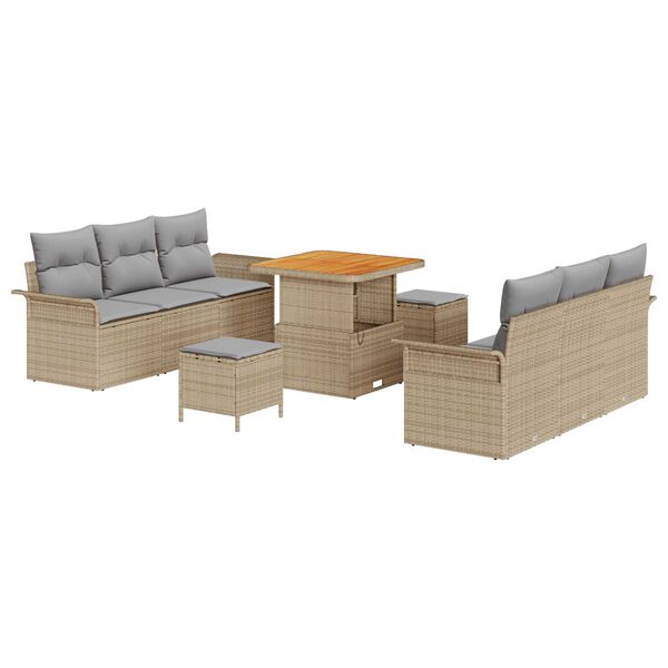 vidaXL Garten-Sofa-Set 9 pcs Beige Poly-Rattan