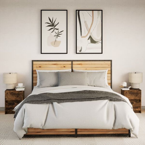 vidaXL Nachttische mit LED-Leuchten 2 Stk. R&auml;uchereiche Holzwerkstoff