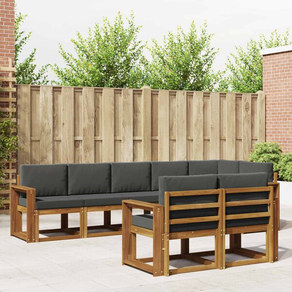 vidaXL Outdoor-Sofagarnitur mit Kissen 8 pcs Natur und Anthrazit