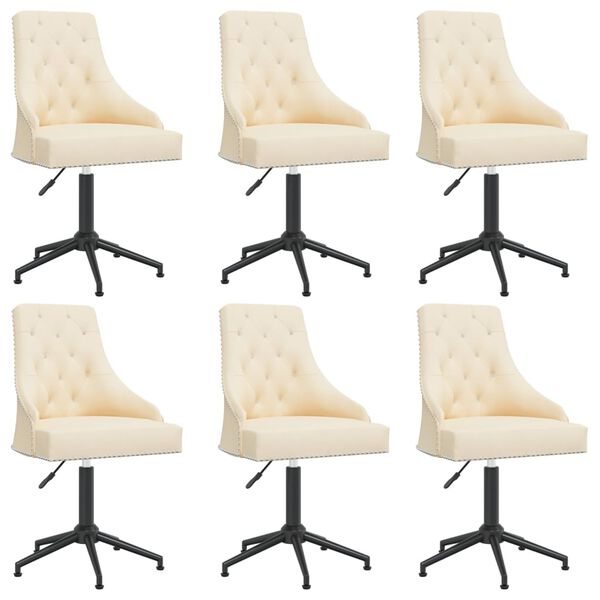 vidaXL Esszimmerst&uuml;hle 6 Stk. Drehbar Creme Samt
