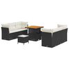 vidaXL Gartensofa-set mit Kissen 9 pcs Schwarz und Creme Poly-Rattan