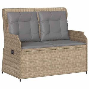vidaXL Gartenbank Verstellbar mit Kissen Beige Poly Rattan