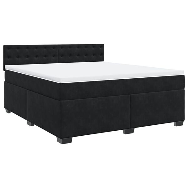 vidaXL Boxspringbett mit Matratze Schwarz 180x200 cm Samt